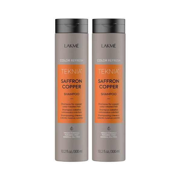 Pachet pentru parul vopsit aramiu, Lakme, Saffron Copper, 2 x Sampon 300ml