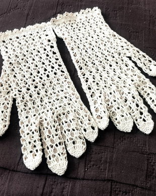 Manusi dama*Crosetate*Macrame Crem