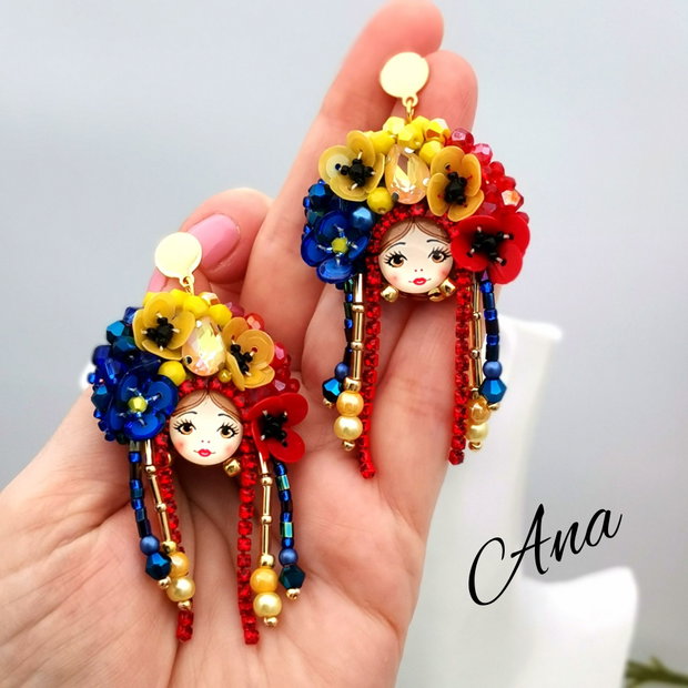 Cercei Româncuță - Fata cu Tricolor în Păr