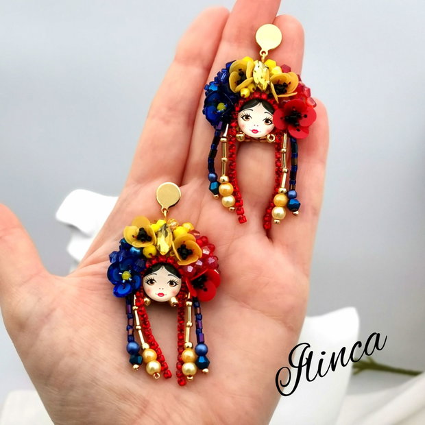 Cercei Româncuță - Fata cu Tricolor în Păr
