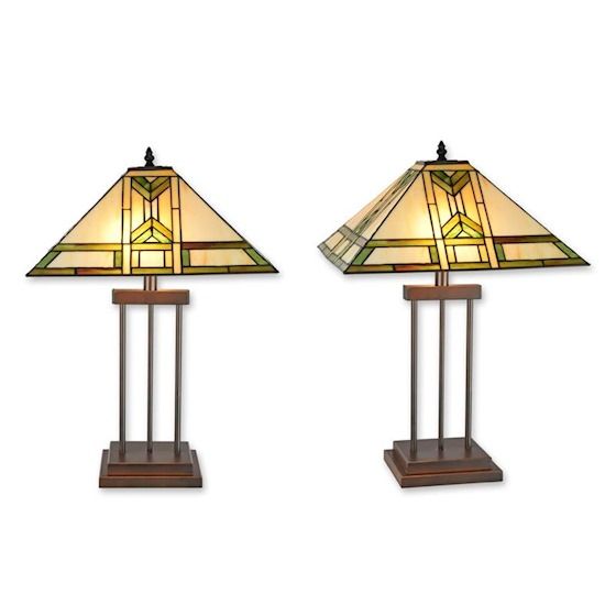 Lampa de masa Tiffany cu abajur geometric