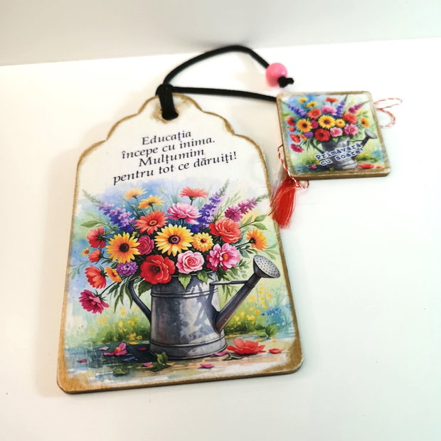 Set cadou pentru profesoare, invatatoare - semn de carte si martisor