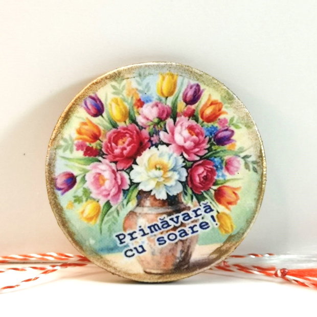 Martisor cu flori - lalele si bujori