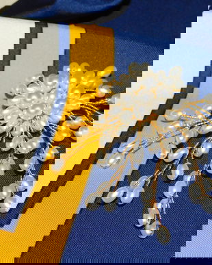 BELOTTI,  esarfa noua matase naturala plina ,  designer,  brosa perle  cultura cadou