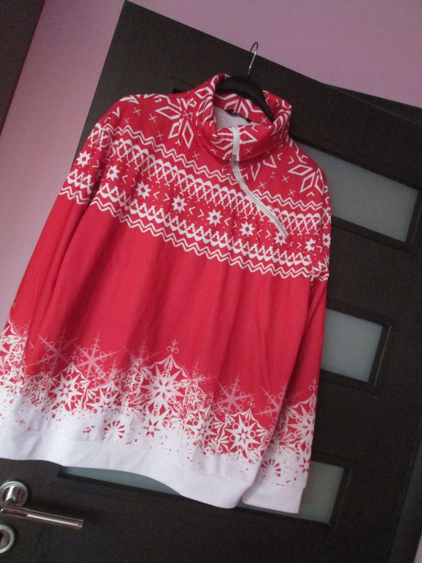 bluza iarna alb/rosu