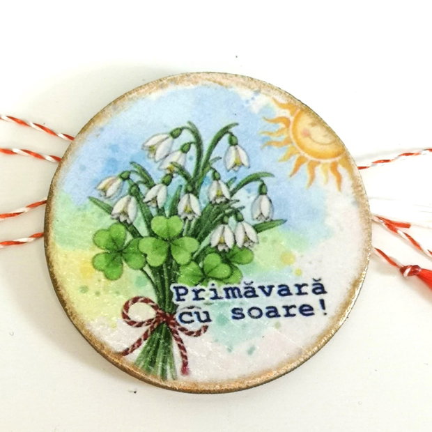 Martisor cu flori - trifoi si ghiocei