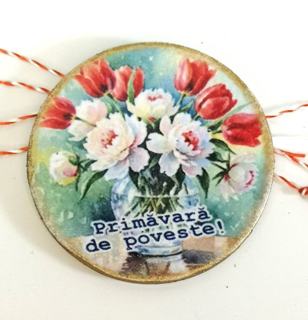 Martisor cu flori - lalele si bujori