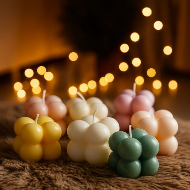 Set 20 Lumânări Bubble Handmade din Ceară de Soia, Arome Fine, Inspirate de Parfumeria Franceză