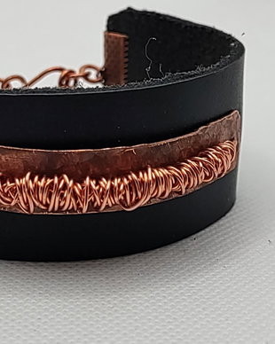 Bratara unicat , bratara din piele naturala , bratara din cupru, bratara unisex.