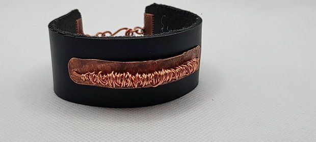 Bratara unicat , bratara din piele naturala , bratara din cupru, bratara unisex.
