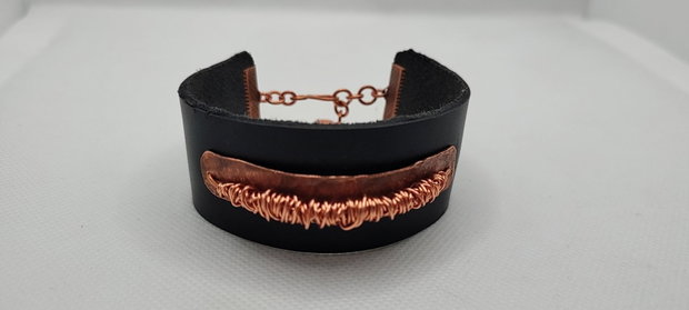 Bratara unicat , bratara din piele naturala , bratara din cupru, bratara unisex.