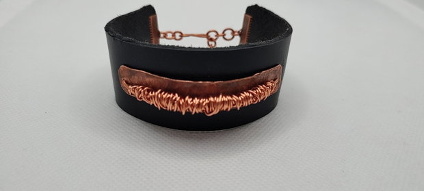 Bratara unicat , bratara din piele naturala , bratara din cupru, bratara unisex.