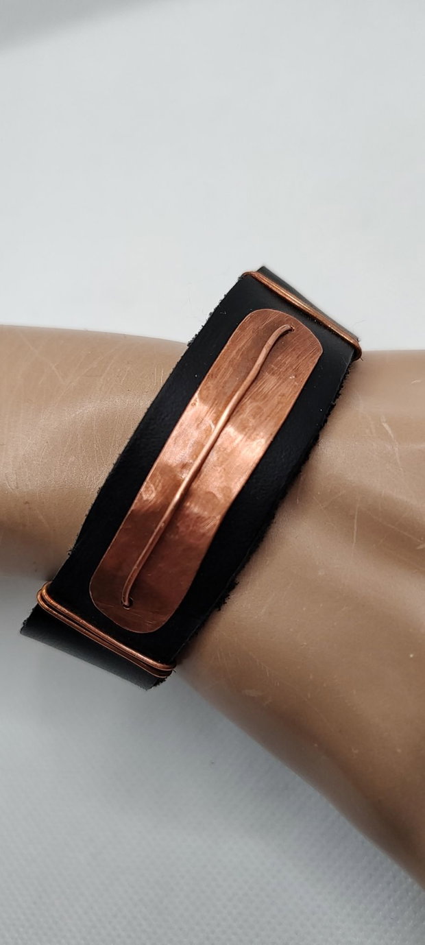 Bratara unicat , bratara din piele naturala , bratara din cupru, bratara unisex.