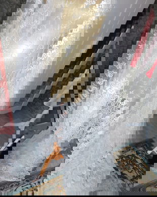 Perdea noua  dantela ,  foarte  bogata, model dantelat pe  intreaga suprafata,  alba ,   foarte  eleganta,