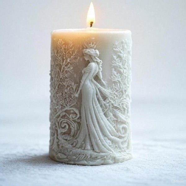 Lumanare sculptura Regina, handmade din ceara de soia, decor elegant premium