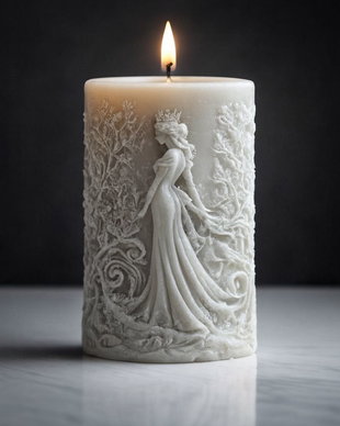 Lumanare sculptura Regina, handmade din ceara de soia, decor elegant premium