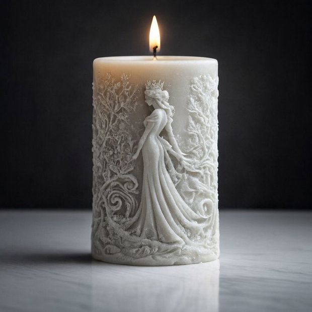 Lumanare sculptura Regina, handmade din ceara de soia, decor elegant premium