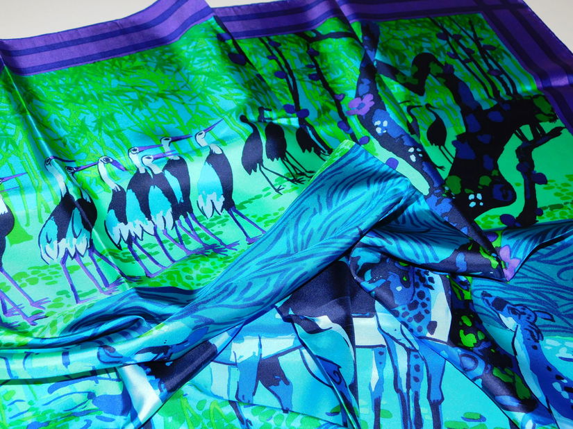 Esarfa noua matase naturala plina,   Italia,  inel nou malachit, cadou