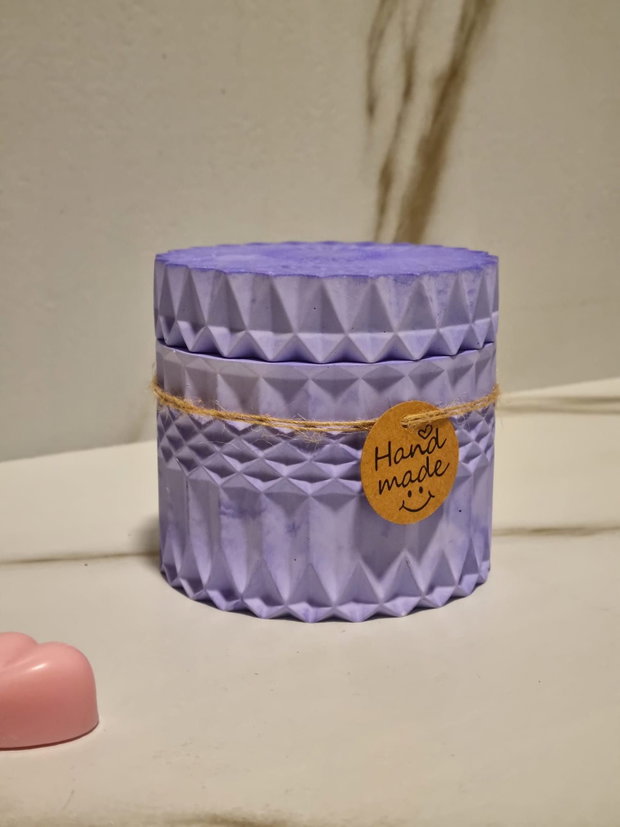 Recipient Ceramic cu Capac Înfiletabil  Design Geometric Mov Pastel