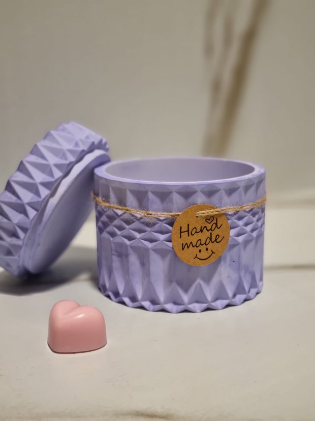 Recipient Ceramic cu Capac Înfiletabil  Design Geometric Mov Pastel