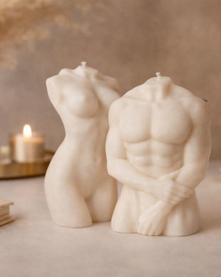 Set cadou lumanari sculpturale Esenta Formelor, ceara de soia, decor artistic premium