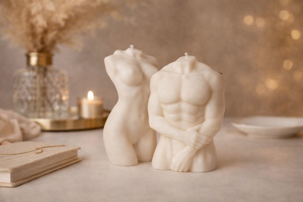 Set cadou lumanari sculpturale Esenta Formelor, ceara de soia, decor artistic premium