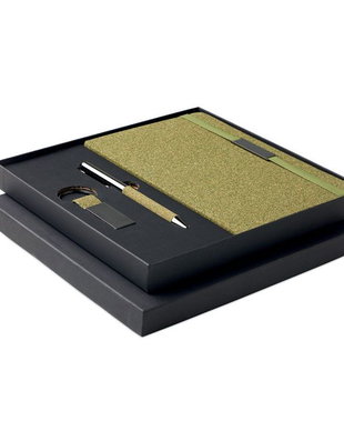 Set cadou premium - pix metalic, carnetel A5 cu coperta tare din hartie reciclata, breloc eco-responsabil, multicolor, 22, 6x21, 6x2, 5cm