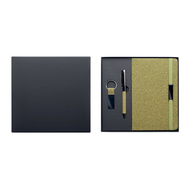 Set cadou premium - pix metalic, carnetel A5 cu coperta tare din hartie reciclata, breloc eco-responsabil, multicolor, 22, 6x21, 6x2, 5cm
