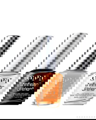 Set pentru manichiura, OPI Infinite Shine, Base Coat 15ml + Lac de unghii No Tan Lines 15ml + Top Coat 15ml