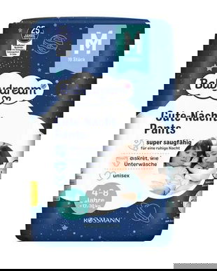 Scutece de noapte tip chiloțel, mărimea M, pentru 4-8 ani, 17-30 kg, 10 buc/pachet, Babydream