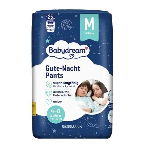 Scutece de noapte tip chiloțel, mărimea M, pentru 4-8 ani, 17-30 kg, 10 buc/pachet, Babydream