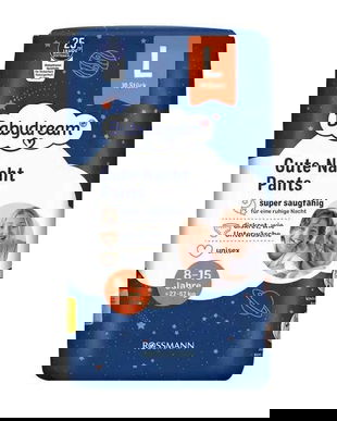Scutece de noapte tip chiloțel, mărimea L, pentru 8-15 ani, 27-57 kg, 10 buc/pachet, Babydream