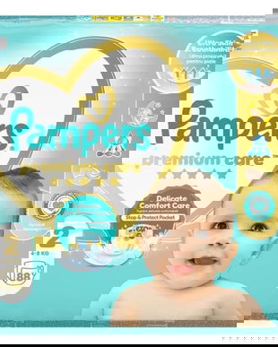 Scutece pentru Bebelusi - Pampers Premium Care Delicate Comfort Jumbo Pack, marimea 2 (4-8 kg), 88 buc