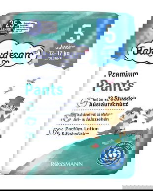 Scutece-chiloțel, fără parfum, mărimea 5, pentru 12-17 Kg, 20 buc/pachet, Junior Premium Pants Babydream