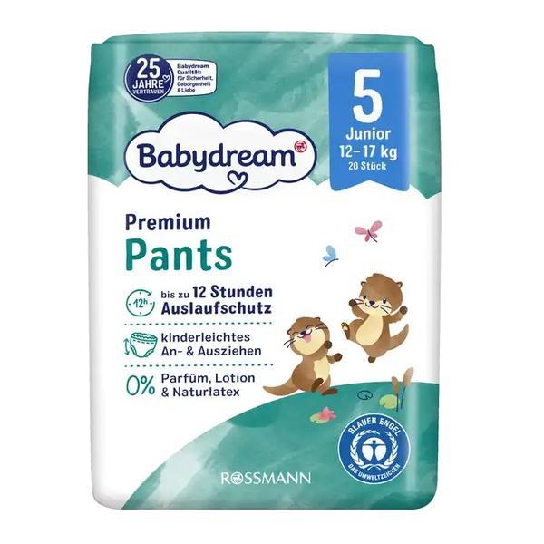 Scutece-chiloțel, fără parfum, mărimea 5, pentru 12-17 Kg, 20 buc/pachet, Junior Premium Pants Babydream