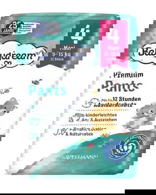 Scutece-chiloțel, fără parfum, mărimea 4, pentru 9-15 Kg, 22 buc/pachet, Premium Pants Babydream