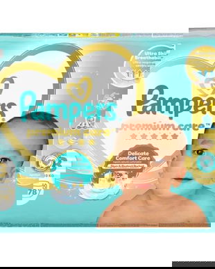 Scutece pentru Bebelusi - Pampers Premium Care Delicate Comfort Jumbo Pack, marimea 3 (6-10 kg), 78 buc