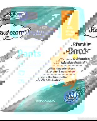 Scutece-chiloțel, fără parfum, mărimea 7, pentru 17+ Kg, 16 buc/pachet, XXL Premium Pants Babydream