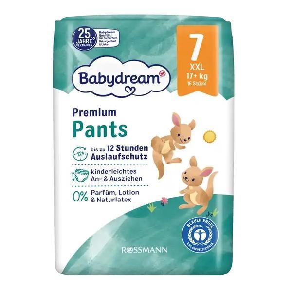 Scutece-chiloțel, fără parfum, mărimea 7, pentru 17+ Kg, 16 buc/pachet, XXL Premium Pants Babydream