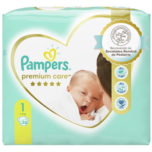 Scutece pentru Nou-Nascuti - Pampers Premium Care Small Pack, marimea 1 (2-5 kg), 26 buc