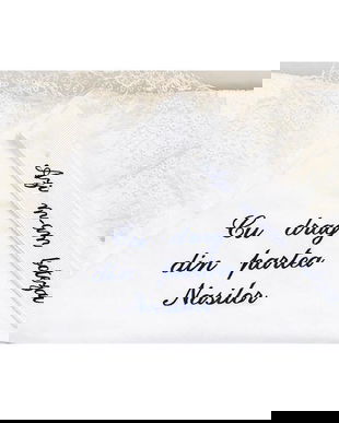 Trusou botez cu dantela - broderie bleumarin