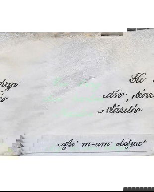 Trusou botez cu dantela - broderie verde