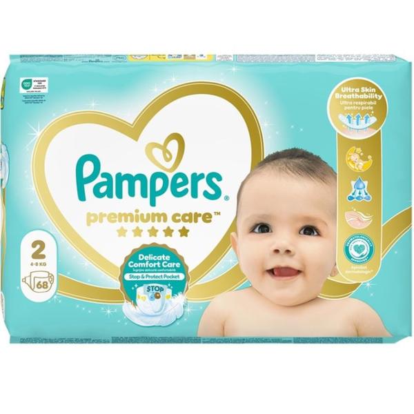 Scutece pentru Bebelusi - Pampers Premium Care Delicate Comfort Value Pack, marimea 2 (4-8 kg), 68 buc