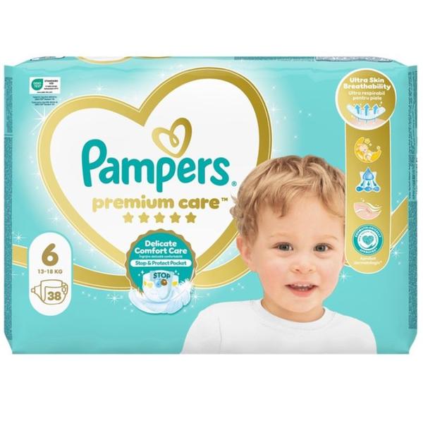 Scutece pentru Bebelusi - Pampers Premium Care Delicate Comfort Value Pack, marimea 6 (14-19 kg), 38 buc