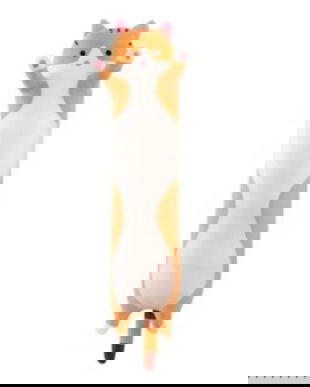 Jucarie Pisica de plus, portocaliu, 50 cm