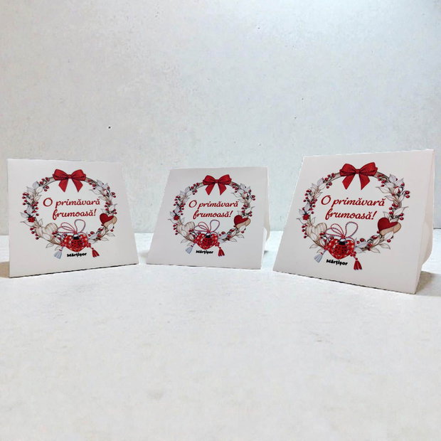 Plicuri pentru martisoare personalizate Set 100 buc, 8.3×7.7 cm, flori rosii