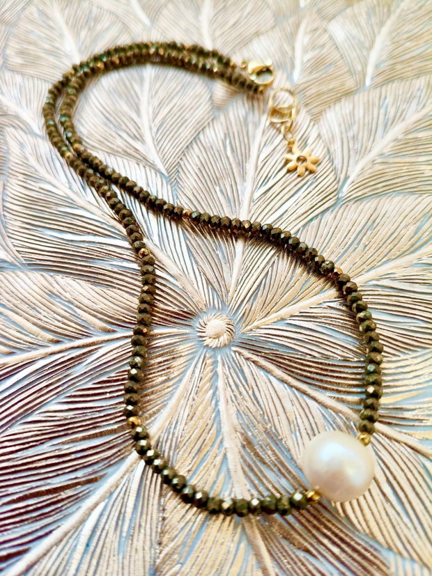 Colier CHOKER Pirita & perla de cultură