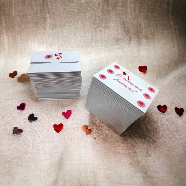 Plicuri Martisoare Personalizate Set 100 buc, 8×6 cm, Flori Roz