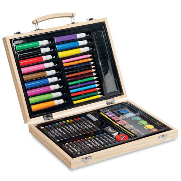 Set pictura copii WoodArt Creative Master Set 84 piese, cutie lemn premium, cadou educational