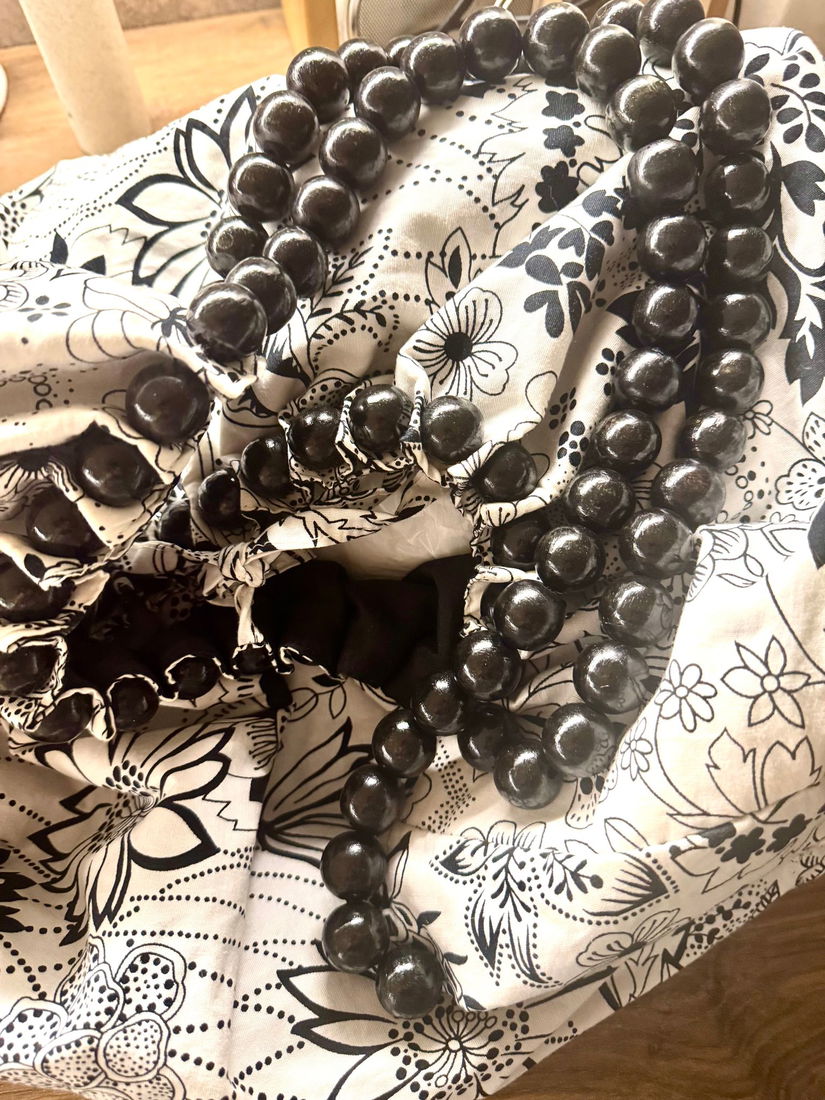 GEANTA/SACOSA XXL DIN BUMBAC CU 2 FETE MANERE DIN MARGELE DE LEMN